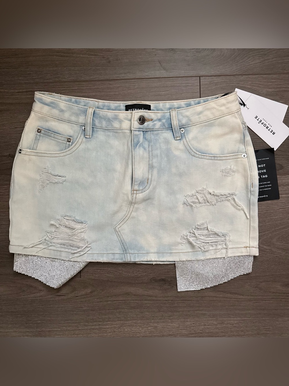 Retrofête Crystal Pocket Denim Mini Skirt